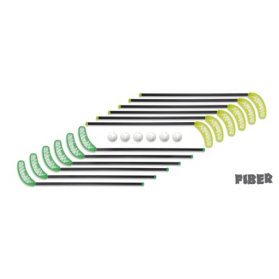 Floorball Set 51725 with 12 Sticks and 6 Balls